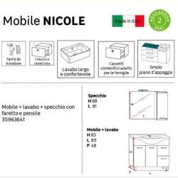 Mobile arredo bagno con piedini Nicole |Outlet della Mattonella