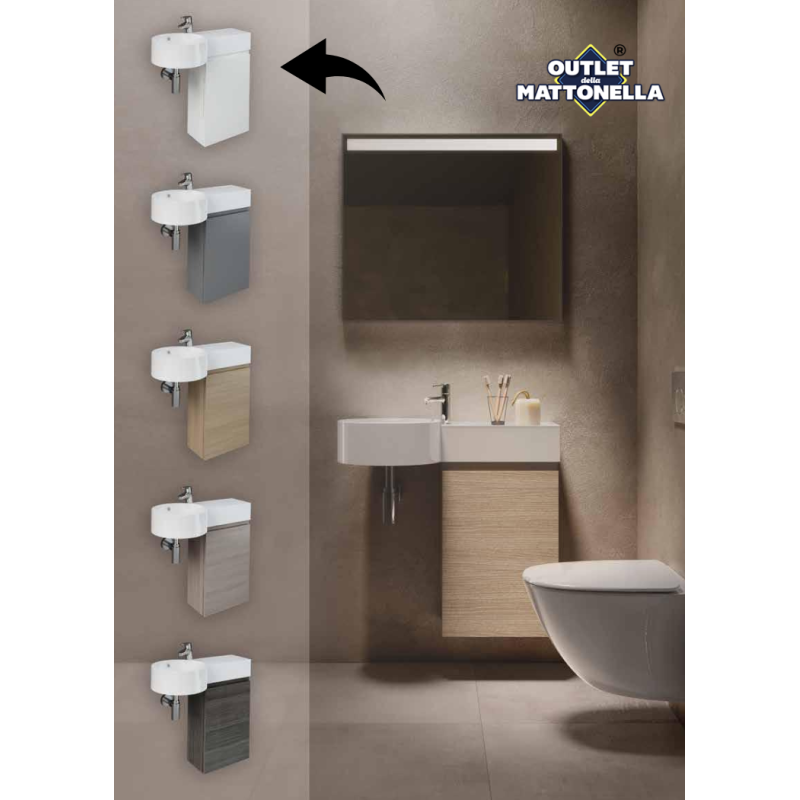 Rak Petit mobile sospeso con lavabo tondo e ripiano d'appoggio