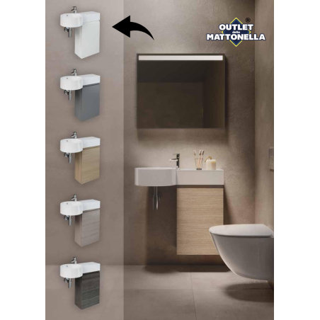 Rak Petit mobile sospeso con lavabo tondo e ripiano d'appoggio